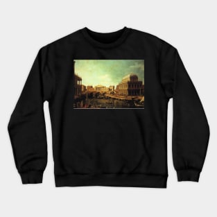 basilica di vecenza and the ponte de rialto - Canaletto Crewneck Sweatshirt